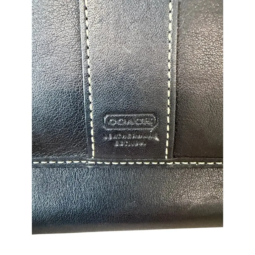 COACH Vintage Hampton Black Leather Trifold Wallet Y2K 90’s